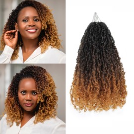 Haftaluv Yanky Twist Crochet Hair 16 Inch 9 Packs Pre Looped Mini Twist Yankee Twist Micro Synthetic Curly Crochet Hair Extensions For Black Women (16 Inch，1B/4/30)