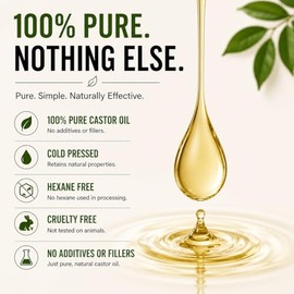 Aceite de Ricino Extracción en Frío Aria Starr - 16 FL OZ – EL MEJOR Y 100% PURO Aceite capilar para el crecimiento del cabello, cara, humectante para