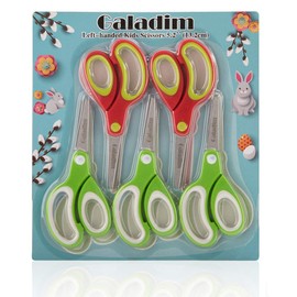 Left-handed Kids Scissors by Galadim (Pack of 5, Rounded-tip, 5.2-Inch) - Lefty Soft Touch Blunt School Student Scissors Shears GD-018-J