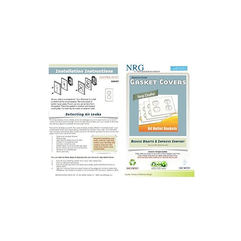 64 Pack Electrical Outlet Gasket Covers, Draft Stopper Foam Insulator