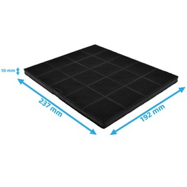 AllSpares Activated Carbon Filter (x2) for Cooker Hoods Suitable for Airforce AFFCAF16 and Whirlpool 481248048198 (237 x 191 x 15 mm)