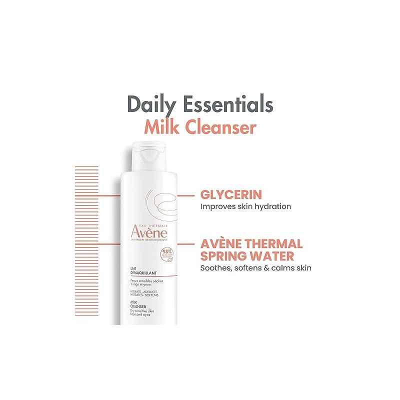 Eau Thermale Avene Gentle Milk Cleanser, Moisturizing No Rinse Cleansing