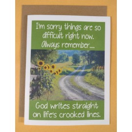 Days of Jeremiah Greetings God Writes Straight Greeting Card, 4.25" x 5.5", A2 Size, Blank Inside