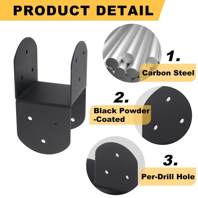 4 Pcs 4"x 4" Deck Post Caps Tie Brackets,Ineer Size(3.6"x