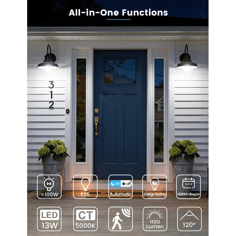 Motion Sensor Light Bulbs, 13W (100Watt Equivalent), Motion Activated Dusk