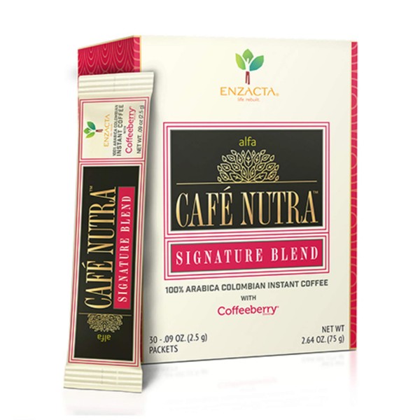 Alfa Cafe Nutra Signature Blend Enzacta Arabica Café Colombiano Instantáneo con Coffeeberry