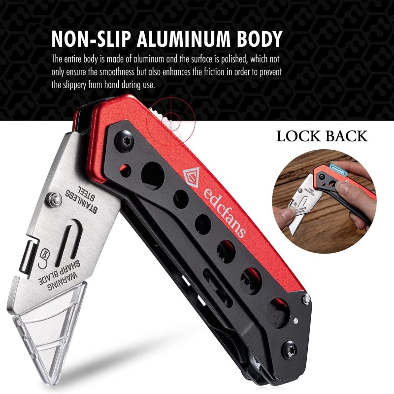 Razor edcfans Folding Utility Knife Box Cutter with 5 Razor