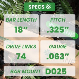 Byane 18-Inch Carbide Chainsaw Bar and Chain Combo for Stihl, .325" Pitch, .063" Gauge, 74 Drive Links, Fits Stihl MS 271, MS 290, 028, MS 270