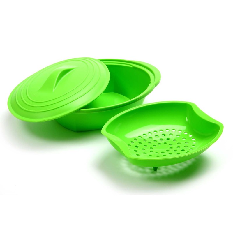 Norpro Silicone Steamer with Insert, Green, 1 Count (Pack of