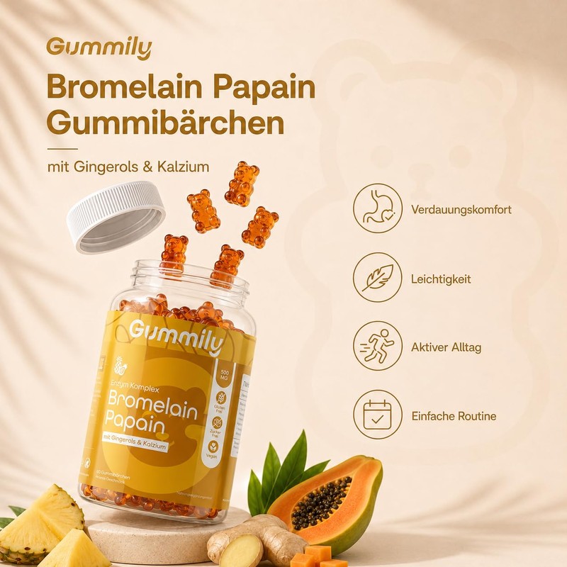 Gummily® Enzyme Complex with Bromelain (360 GDU), Papain, Ginger &