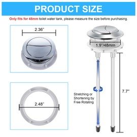 Enhon 4 Pack 48mm Toilet Tank Buttons, Flush Valve Dual Push Button Replacement Adjustable, Compatible with Glacier Bay Aquasource, American Standard, Twfords, Armitage Shanks, Geberit