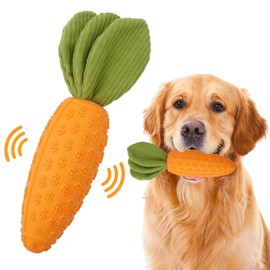 Shengxi Quietschendes Hunde Kauspielzeug Karotte Hundespielzeug Gummi Hunde Zahnreinigungs Spielzeug für Aggressive Kauer Unzerstörbares Interaktives Hundespielzeug für Alle Rassengrößen