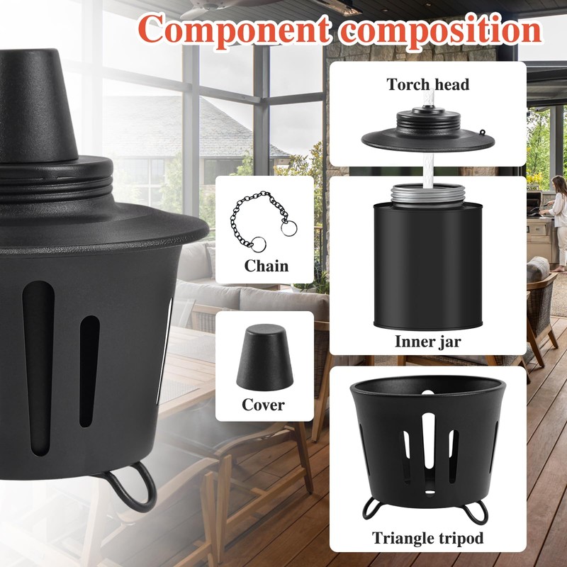FALBAWR 6 Pack Citronella Table Top Torches, 15oz Mini Fire