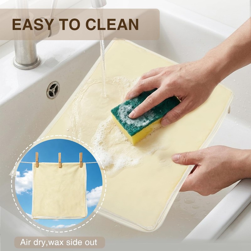 Stnopw 2-Pack Reusable Beeswax Bread Bags, 17"x12" Large Square Cotton
