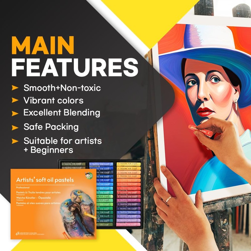(48色) HASHI アーティスト及び専門家用人体に無害なソフトオイルパステル、スケッチ 絵画 油絵 着色 48種類のカラーセットoil pastels For professionals