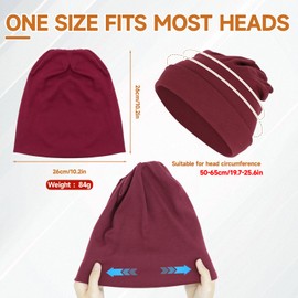 AN-WATTY Unisex Slouch Beanie Hat for All Seasons, Thin Hat Women, Thin Hat Men, Chemo Headwear Women Men, Bonnet Sleep Cap, Running Hat Men Women, Sleep Hat Men, red