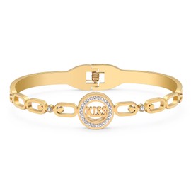 NEWEI Cute Love Heart Bracelet Bangle 18K Gold Stainless Steel Couple Hearts Bracelets Birthday Valentine's Day Charms for Women Girls Girlfriend, Stainless Steel, Zircon gemstone.