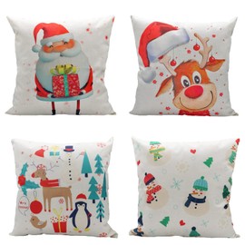 GKONGU Christmas Cushion Covers, Decorative Cushion Covers, Square Linen Christmas Cushion Cover, Ideal for Sofa, Couch, Bed, Christmas Holiday Decorations, 45 x 45 cm, Concealed Zip