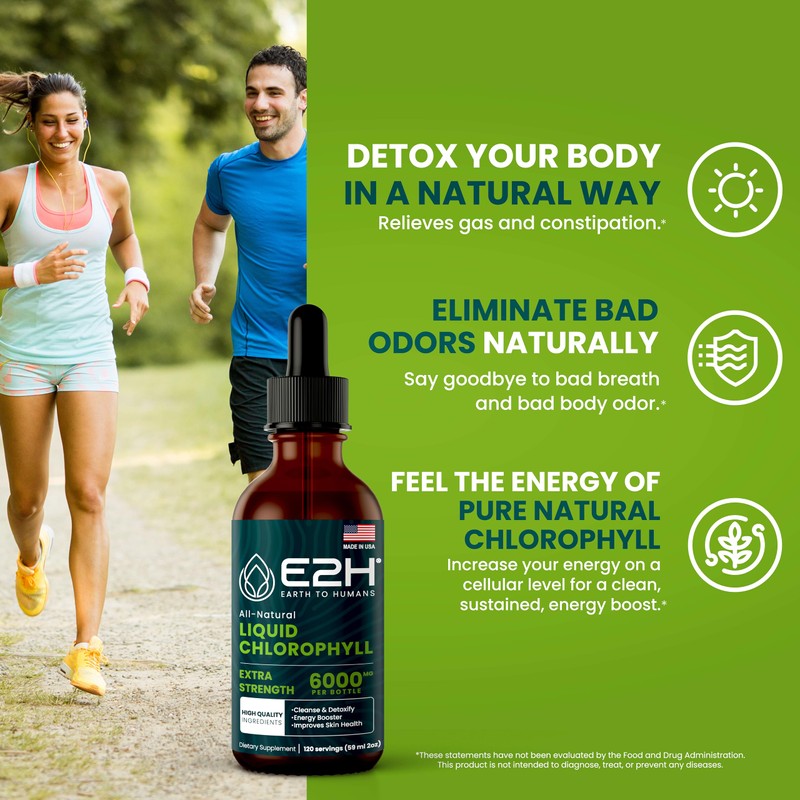 E2H Chlorophyll Liquid Drops - Energy Booster, Digestion, Immune System