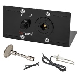 Kit de quemador de gas con encendido por chispa Skyflame para hoguera - Incluye encendedor de botón, llave de gas recta de 1/2 pulgada con llave, negro