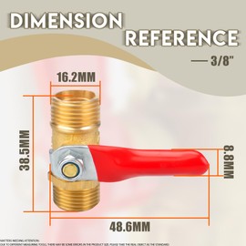 Bwintech 4 Pcs 3/8" Male BSP to 3/8" Male BSP Heavy Duty Brass Mini Ball Valve 180 Degree Shut Off Switch Operation Handle Valve Pipe Fittings