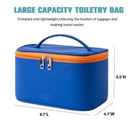 Makeup Bag Travel Toiletry Bag Organizer,Large Cosmetic Bag for Women Girls Make-up Bags Portable Cosmetic Brush Pouch Handle Zipper Storage Case with Inner Pouch (C-Sapphire Blue)