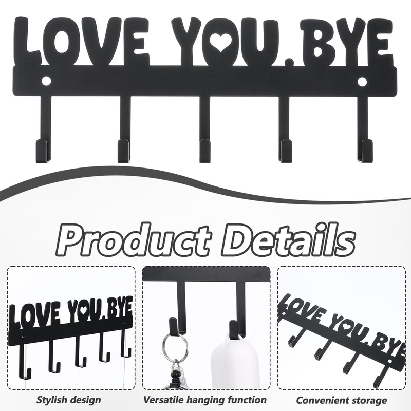 LIQWEI Key Holder Wall Mount, Large 'Love You.Bye' Entryway Organizer