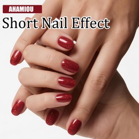 AHAMIOU 10ML Gel Nail Polish Glitter Holographic High Gloss Soak Off Gel Polish UV/LED Cure Easy Apply Non-Toxic Nail Art Manicure Salon DIY at Home for Women,Glitter Red