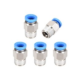 sourcing map Push for Connecting Quick Connector PT1/4 Straight Male Thread 8 mm Silver Pack of 5