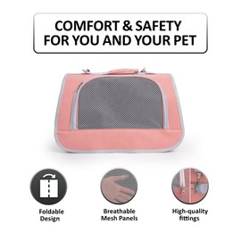 Small Pet Carrier, for Cats or Small Dogs, Dog Carrier Bag, Folding Small Dog Carriers, Travel Waterproof Pet Carrier (Up to 10 lbs, Pink)