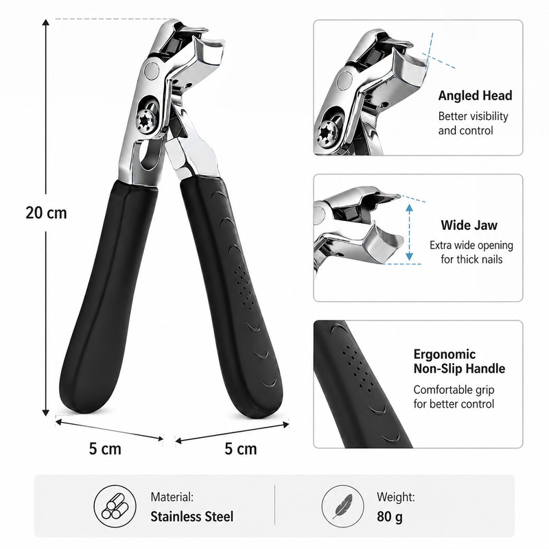 Nail Clipper Set for Thick Nails – Stainless Steel Wide