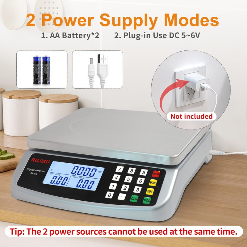 Food Scale 88lb/40kg Large Digital Kitchen Scale 0.05oz/1g with Price