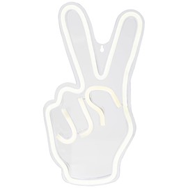 15" Bright White Neon Style Peace Fingers LED Lighted Wall Sign