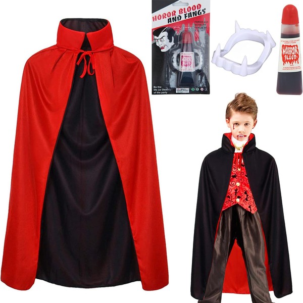 Winwild 3-Piece Vampire Costume Children's Set, 90 cm Vampire Cape