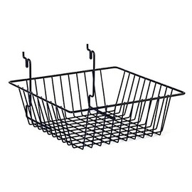 Wire Basket Slatwall Gridwall Pegboard Display Fixture 12"W Lot of 6 Black NEW