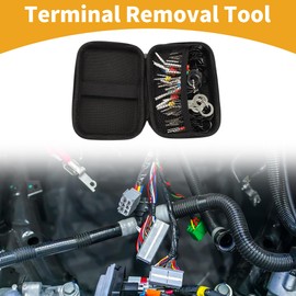Partuto 82 Pcs Key Shape Universal Terminal Removal Tool Assortment Kit Car Truck Motorcycle Boat Wire Connector Terminal Pin Extractor Kit Black