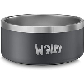 Wolfi Tazón de Acero Inoxidable para Perro, Antideslizante de Alta Calidad, Plato para Mascota, Bowl para Mascota para Comida o Agua, comedero para Mascota, Cuenco (64 onzas) (Gris, Grande)