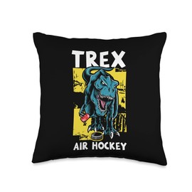 T-Rex Air Hockey Player Tabletop Sports Gift T-Rex Air Hockey Player | Tabletop Sports Throw Pillow, 16x16, Multicolor