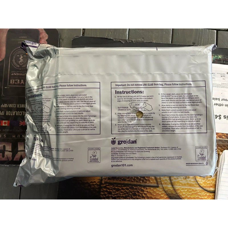 Grodan Uni-Slab Rockwool 9.5"x8"x4" Singles For Hydroponic Gardening