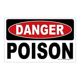 Danger Poison Stickers - Small 2.5 in x 1.5 in - 12 Pack