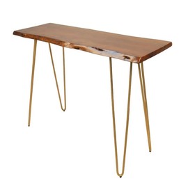 Carolina Classic SETI Live Edge Console Table in Elm and Gold