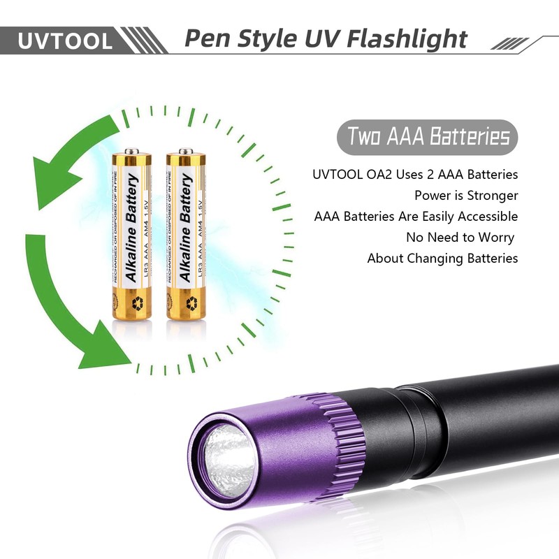 OA2 UV Flashlight 365nm (Pocket Size, black)