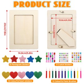 Powmag Picture Frames for Painting, Set of 10, Wooden Picture Frame for Painting, 20 x 15 cm, DIY Children's Crafts, Wooden Frame with Glitter Stones Glitter Foam Rubber Stickers
