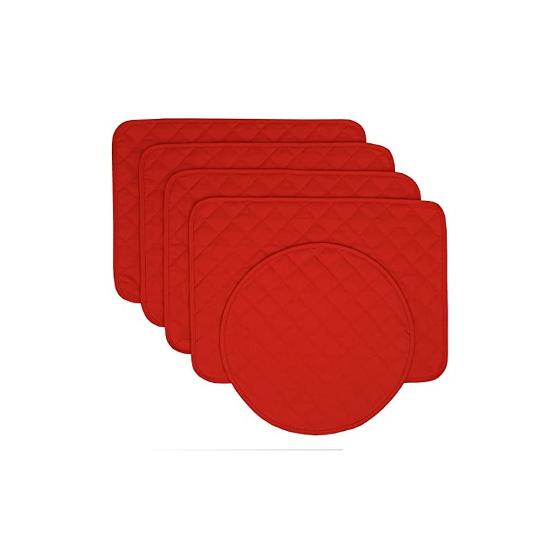 Sweet Pea Linens Solid Red Quilted Rectangle Placemats - Set