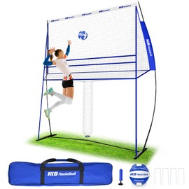 Haokelball Volleyball Training Equipment Net Station Portable Volleyball Practice Net for Indoor Outdoor Use with Volleyball, Pump and Carry Bag