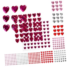 Gatuida 12Sheets Heart Shaped Acrylic Rhinestones Stickers for Face Makeup Nail Art DIY Crafts Sparkling Gem Stickers for Glamorous Decor