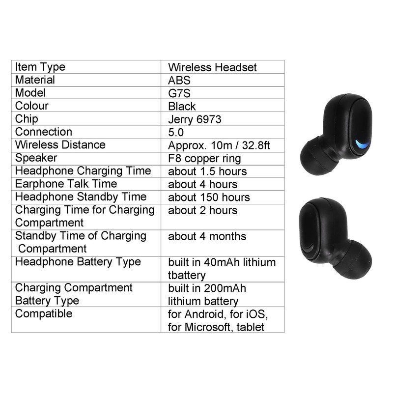 G7S Wireless Headset HIFI Gaming Bluetooth 5.0 Sports Earplugs with