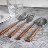 16Pc Cutlery Set Wood Grain Effect Tableware Stainless Steel ABS