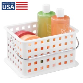 iDesign Portable Shower Caddy Basket with Handle for College Dorm or Bathroom - White - Made in USA