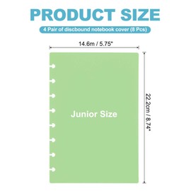 PATIKIL 4 Pair Discbound Notebook Cover, 5.75" x 8.74" Junior Size PP Disc Planner Cover for Arc Notebook Happy Planner Office Product, Light Green